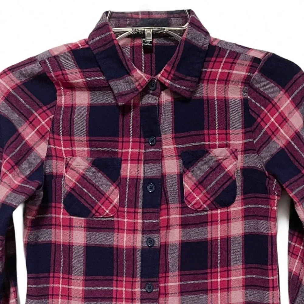 Derek Heart Pink Plaid Cotton Flannel Shirt